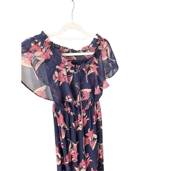 Express navy floral empire waist maxi dress sz XS - Picture 3 of 7